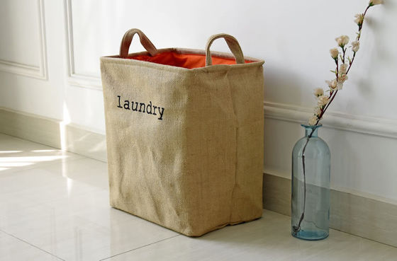 Cesta de ropa sucia plegable de la cesta de lavadero del yute de la prenda impermeable para el embalaje