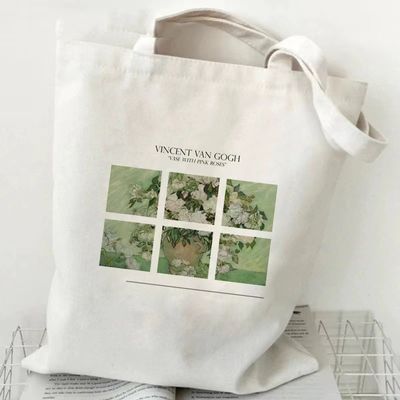 Compras Tote Custom Printing Eco Canvas Handbag With VAN GAGH Painting
