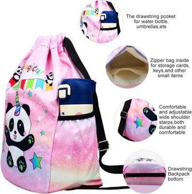 Viaje Panda Mini Bag Backpack de la nadada de la playa del gimnasio para los niños con el tenedor de botella de agua 2