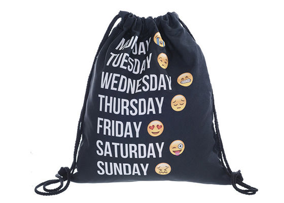 Emoji imprimió la mochila negra de la secuencia, bolsos de lazo impresos con su diseño