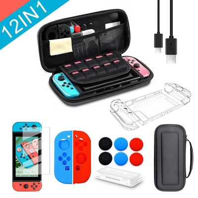 12 en 1 caja que lleva para el interruptor de Nintendo con 20 cartuchos de juegos Shell Travel Carrying Case Pouch dura protectora