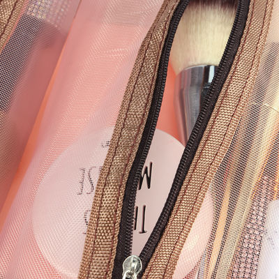 El 4PCS más barato en 1 bolso cosmético para el bolso de nylon plegable del maquillaje de la cuerda del bolso de Mesh Separable Cosmetics Pouch Ladies de la cremallera de las mujeres