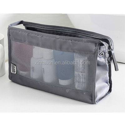 Poliéster claro del bolso del artículo de tocador de la venta caliente directa de la fábrica y bolso cosmético de la belleza del eco del bolso del maquillaje de la malla