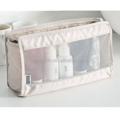 Poliéster claro del bolso del artículo de tocador de la venta caliente directa de la fábrica y bolso cosmético de la belleza del eco del bolso del maquillaje de la malla
