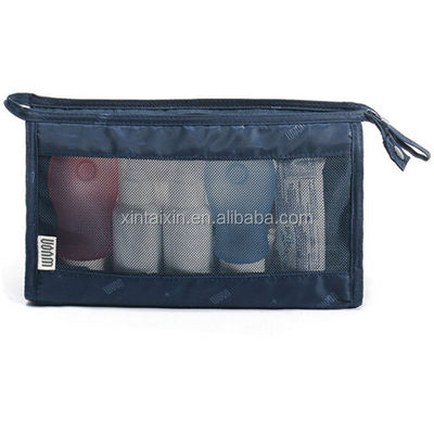 Poliéster claro del bolso del artículo de tocador de la venta caliente directa de la fábrica y bolso cosmético de la belleza del eco del bolso del maquillaje de la malla