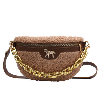 Diseñador de sexo femenino Handbags del bolso del pequeño de la moda del bolso de la espera de las mujeres mullidas de la piel de las lanas de los corderos de la felpa invierno de la tela