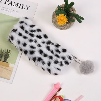 Las muchachas lindas creativas de Pencilcase de los efectos de escritorio del bolso de escuela de la caja de lápiz de la felpa del estampado leopardo enseñan al estudiante Storage Bag de las fuentes