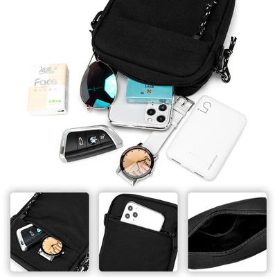 Forme a pequeños bolsos de los hombres la cartera negra Mini Crossbody Bag Passport Clip del viaje del bolso bolsa móvil del cuello de la correa del monedero