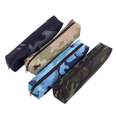 La escuela modificada para requisitos particulares fábrica del bolso del lápiz de la lona de la caja de lápiz del camuflaje suministra la bolsa cosmética de dibujo del paquete de la caja de los efectos de escritorio
