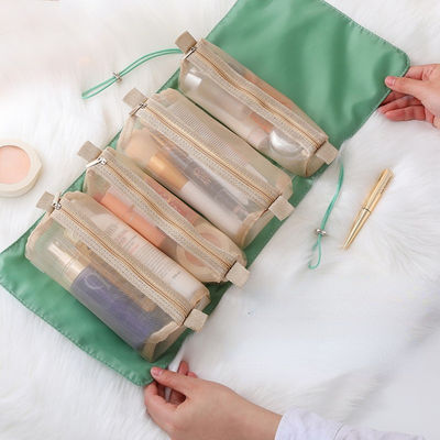 Organizador cosmético Travel Nylon Mesh Toiletry Bag del bolso del almacenamiento de la barra de labios de los cepillos
