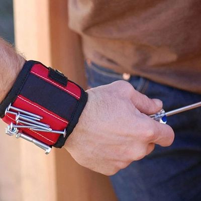 El electricista portátil Wrist Tool Screws de la bolsa de la bolsa de herramientas de la venta de la pulsera magnética fuerte caliente del poliéster clava el tenedor de las brocas