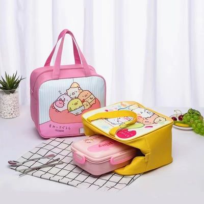 Los niños de la historieta almuerzan termal preciosa impermeable de una lona más fresca del bolso aislada