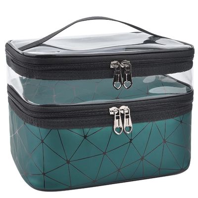 Bolso cosmético de la venta caliente con 2 capas para las cremalleras dobles