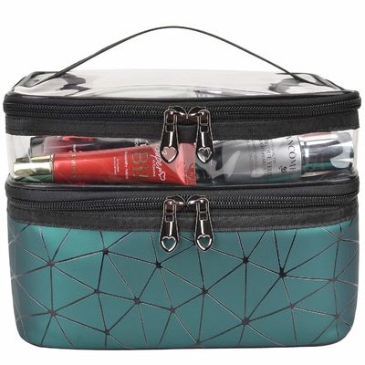Bolso cosmético de la venta caliente con 2 capas para las cremalleras dobles