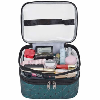 Bolso cosmético de la venta caliente con 2 capas para las cremalleras dobles