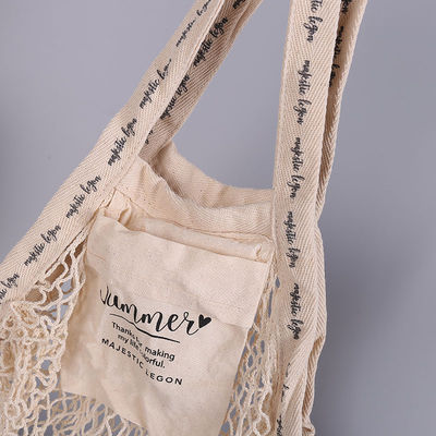 Bolsillo para mujer grande de Mesh Bags With Custom Logo del bolso neto del algodón que hace compras orgánico