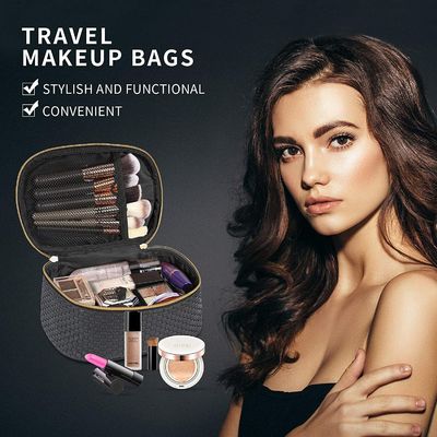 Bolso cosmético del viaje del bolso del maquillaje para el organizador impermeable portátil Bag Toiletry Bags del maquillaje de las mujeres negro de 3 paquetes