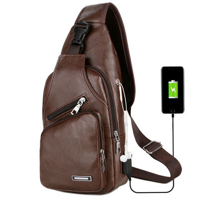Bolso del pecho de la carga por USB con hurto anti de la correa de hombres del agujero de las auriculares el solo ajustable