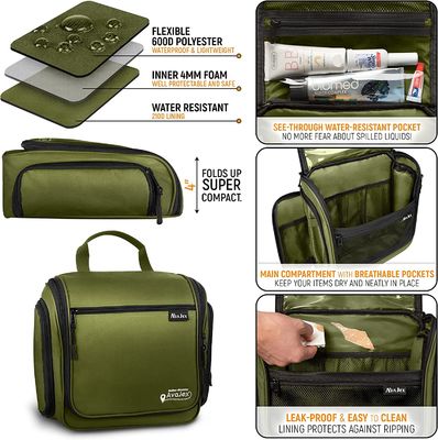 El bolso colgante grande del artículo de tocador del viaje para los hombres y las mujeres impermeabilizan el bolso con el gancho para los cosméticos del maquillaje de los artículos de tocador