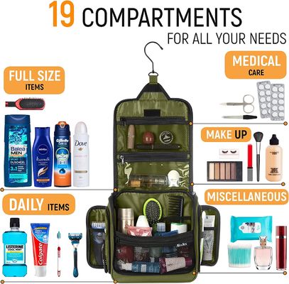 El bolso colgante grande del artículo de tocador del viaje para los hombres y las mujeres impermeabilizan el bolso con el gancho para los cosméticos del maquillaje de los artículos de tocador
