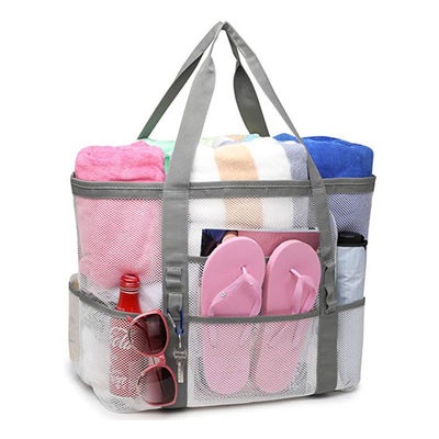 Bolsos grandes de la playa de la comida campestre de la preservación del calor de Mesh Transparent Bag Double Layer de las mujeres