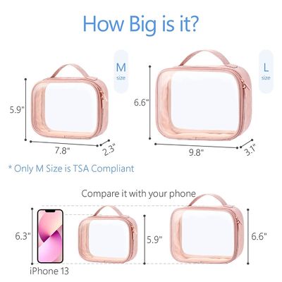 El maquillaje claro empaqueta el bolso impermeable del artículo de tocador con los bolsos claros grandes del artículo de tocador de la manija
