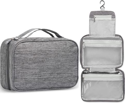 Bolso masculino del artículo de tocador de los cosmeticbags de las señoras de la capacidad grande de la doble-capa de la cremallera del bolso cosmético portátil del viaje con los divisores