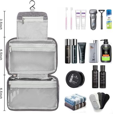 Bolso masculino del artículo de tocador de los cosmeticbags de las señoras de la capacidad grande de la doble-capa de la cremallera del bolso cosmético portátil del viaje con los divisores