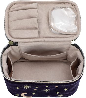 Bolso conveniente del maquillaje de la protección del choque del maquillaje del bolso de azules marinos del ganso-abajo práctico durable y exquisito del cielo