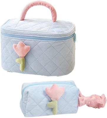 El bolso suave del maquillaje de la pana fijó el bolso lindo a prueba de choques grande del maquillaje de Bag del organizador del bolso del maquillaje conveniente para el la