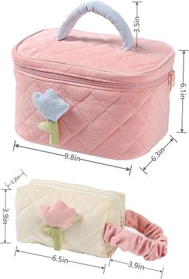 El bolso suave del maquillaje de la pana fijó el bolso lindo a prueba de choques grande del maquillaje de Bag del organizador del bolso del maquillaje conveniente para el la