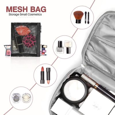 La prenda impermeable y el bolso a prueba de choques del almacenamiento del bolso del maquillaje del viaje del bolso del maquillaje con Mesh Bag Brush Holder Makeup empaquetan a las mujeres