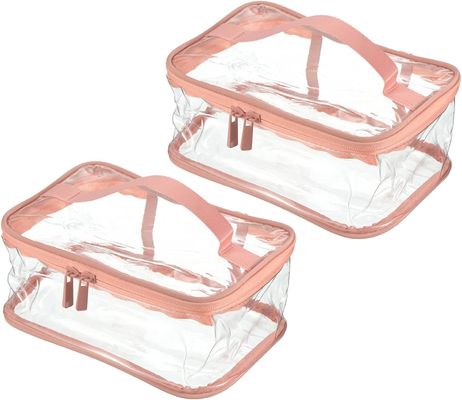 Bolsa cosmética del artículo de tocador del bolso del PVC del bolso claro del maquillaje con la prenda impermeable de la correa de la manija de la cremallera para el viaje