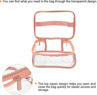 Bolsa cosmética del artículo de tocador del bolso del PVC del bolso claro del maquillaje con la prenda impermeable de la correa de la manija de la cremallera para el viaje