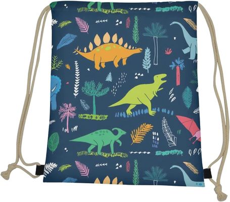 Bolsos de lazo portátiles ligeros del gimnasio del dinosaurio del bolso de escuela de los muchachos del dinosaurio de la historieta para los deportes del viaje