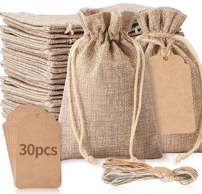 3&quot; x 4&quot; los bolsos con el lazo, casandose el lino de la arpillera despide el bolso, bolsos de arpillera de las bolsas de la joyería