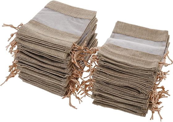 La arpillera escarpada del bolso de la organza del bolso de la arpillera empaqueta bolsos del regalo con el lazo, para las muestras cosméticas Mesh Pouch de los favores de banquete de boda
