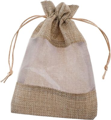 La arpillera escarpada del bolso de la organza del bolso de la arpillera empaqueta bolsos del regalo con el lazo, para las muestras cosméticas Mesh Pouch de los favores de banquete de boda