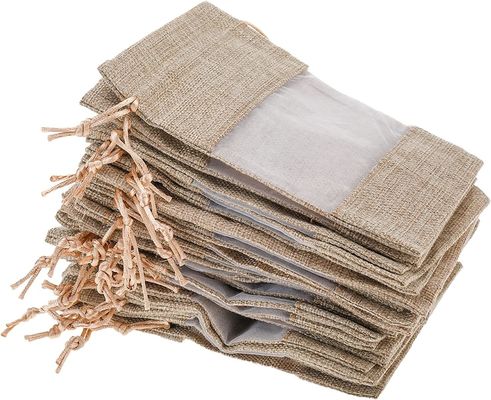 La arpillera escarpada del bolso de la organza del bolso de la arpillera empaqueta bolsos del regalo con el lazo, para las muestras cosméticas Mesh Pouch de los favores de banquete de boda