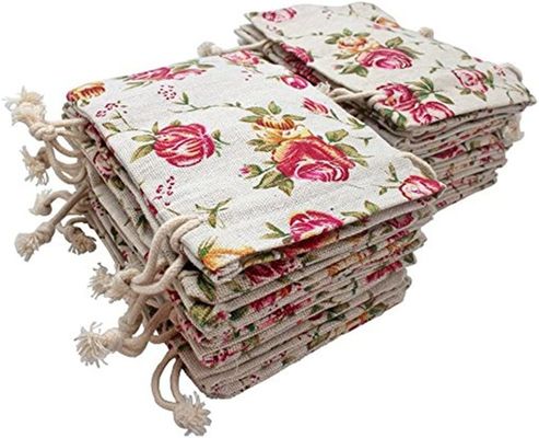 La bolsa de la flor de la arpillera de los bolsos de lazo empaqueta el regalo empaqueta las bolsas de la joyería para el banquete de boda del arte de DIY, 5X7 avanza lentamente