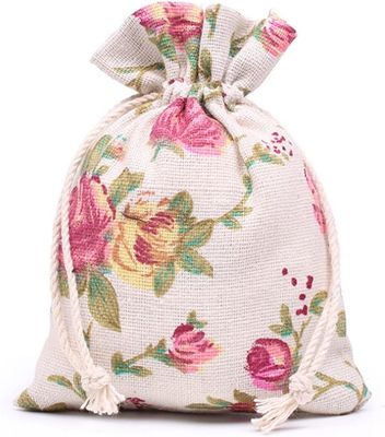 La bolsa de la flor de la arpillera de los bolsos de lazo empaqueta el regalo empaqueta las bolsas de la joyería para el banquete de boda del arte de DIY, 5X7 avanza lentamente