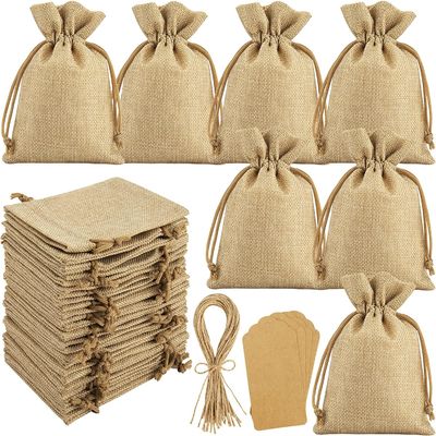 La bolsa de la flor de la arpillera de los bolsos de lazo empaqueta el regalo empaqueta las bolsas de la joyería para el banquete de boda del arte de DIY, 5X7 avanza lentamente