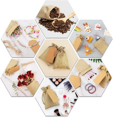 La bolsa de la flor de la arpillera de los bolsos de lazo empaqueta el regalo empaqueta las bolsas de la joyería para el banquete de boda del arte de DIY, 5X7 avanza lentamente