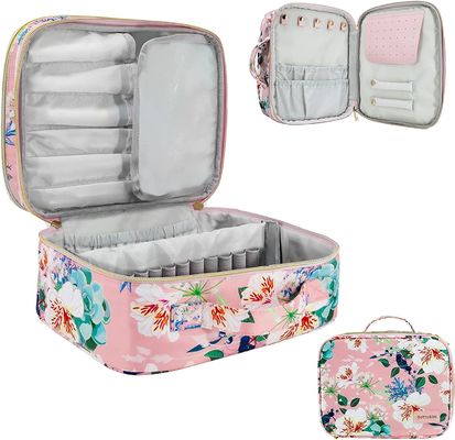 Bolso durable y ligero de la extra grande del maquillaje del bolso de la capa doble del maquillaje del organizador de Water Resistant Makeup del cepillo