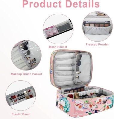 Bolso durable y ligero de la extra grande del maquillaje del bolso de la capa doble del maquillaje del organizador de Water Resistant Makeup del cepillo