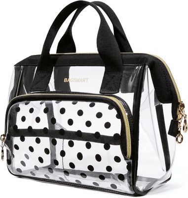 El organizador transparente Case del bolso del maquillaje de Lightweit para los accesorios lindos de los artículos de tocador de CosmeticsPouch de las mujeres cepilla a Polk