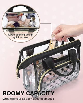 El organizador transparente Case del bolso del maquillaje de Lightweit para los accesorios lindos de los artículos de tocador de CosmeticsPouch de las mujeres cepilla a Polk