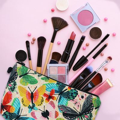 Bolsos cosméticos durables suaves para el pequeño organizador colorido Zipper de los accesorios del bolso del artículo de tocador del bolso del maquillaje de la mariposa de las mujeres