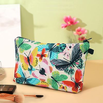 Bolsos cosméticos durables suaves para el pequeño organizador colorido Zipper de los accesorios del bolso del artículo de tocador del bolso del maquillaje de la mariposa de las mujeres