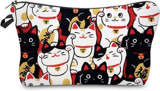 Lucky Cat Cosmetic Bag para los bolsos del maquillaje de las mujeres viaja organizador impermeable de los accesorios del bolso del artículo de tocador